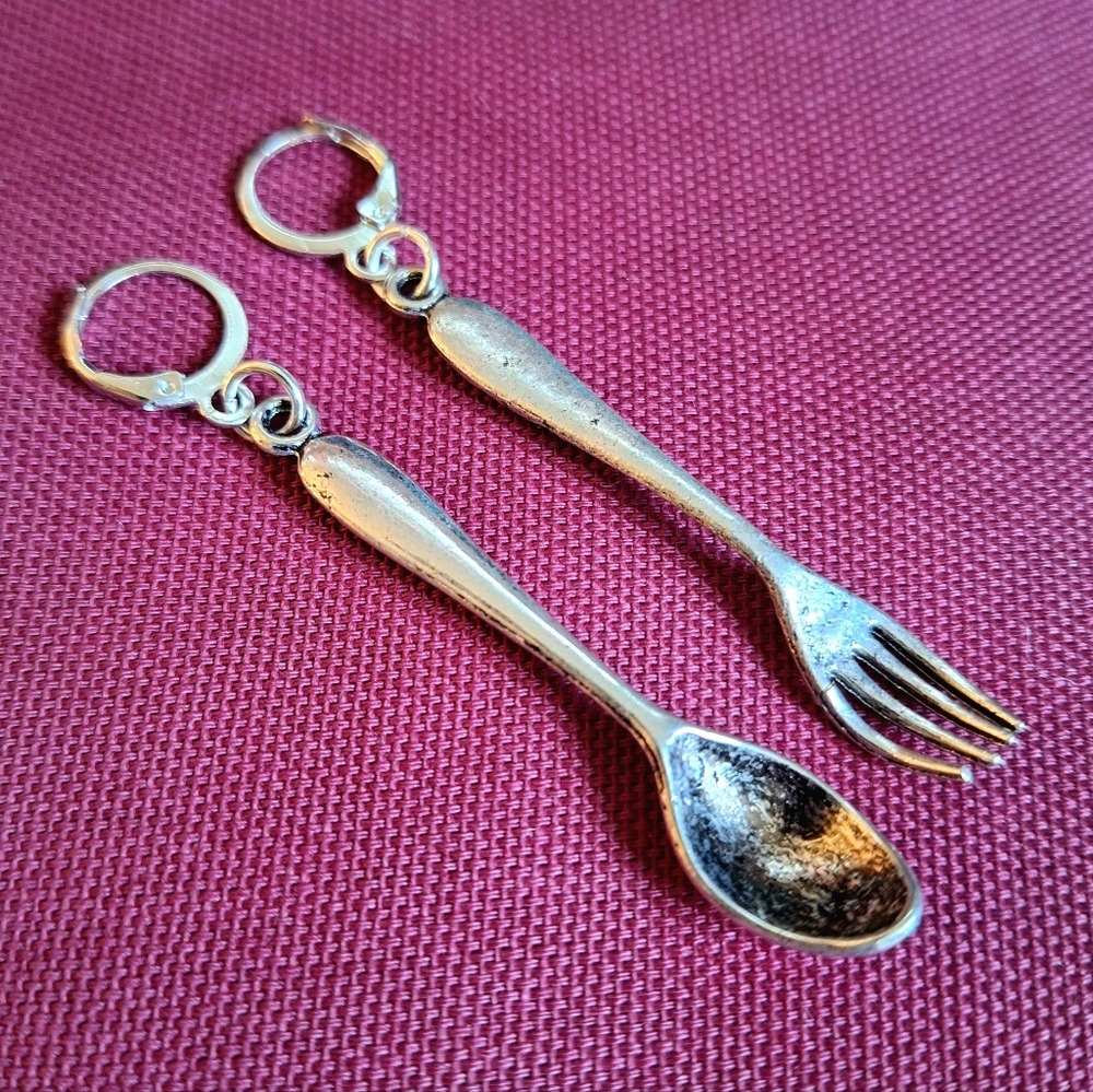 Handmade Silver Spoon & Fork Earrings